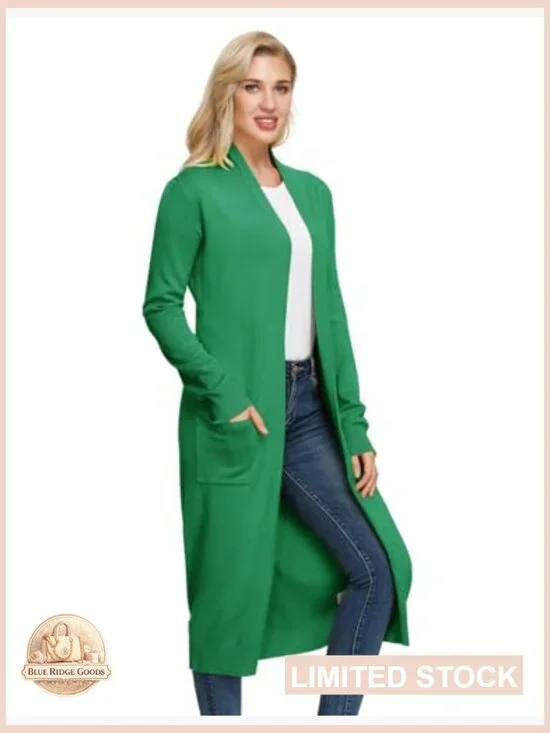 Long Knitted Cardigan Sweater Open Front Maxi Lightweight Chic Essential - Picture 4 of 7